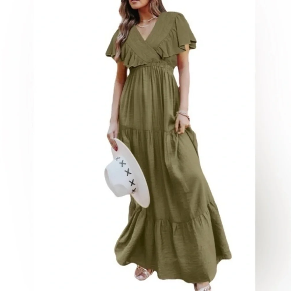 Simplee size medium Olive Green Maxi Dress
